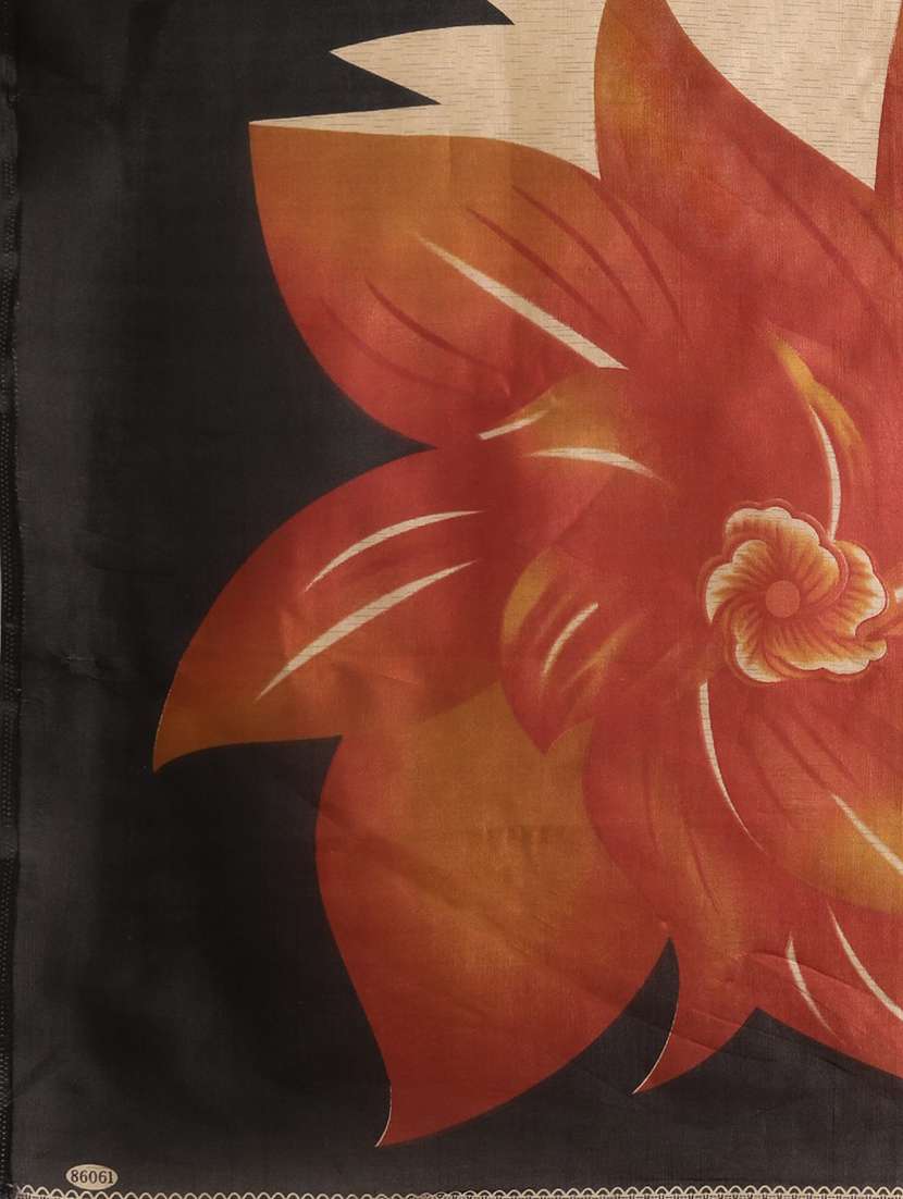 women's floral black colored saree with blouse - 19281463 -  Standard Image - 3