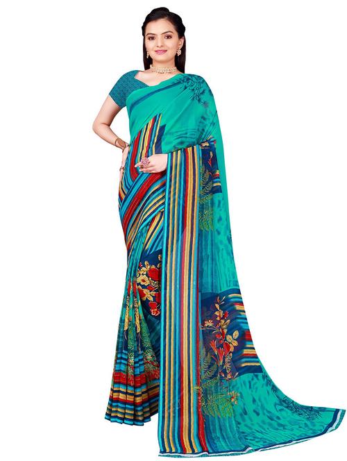 women's printed multi colored saree with blouse - 19282199 - Standard Image - 0