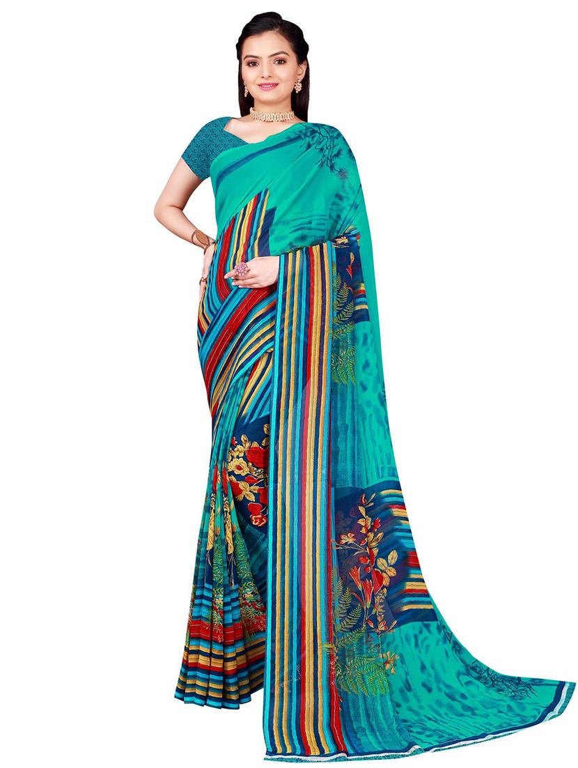 women's printed multi colored saree with blouse - 19282199 - Zoom Image - 0