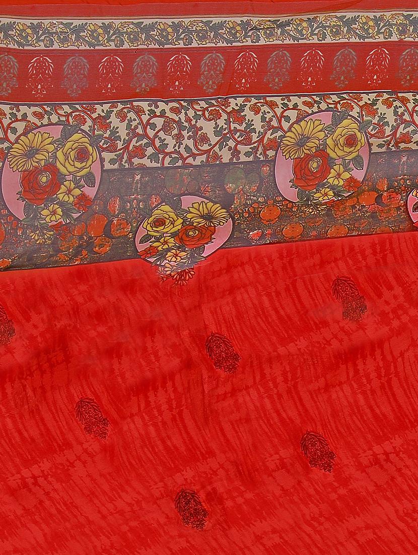 women's printed red colored saree with blouse - 19282236 - Standard Image - 3