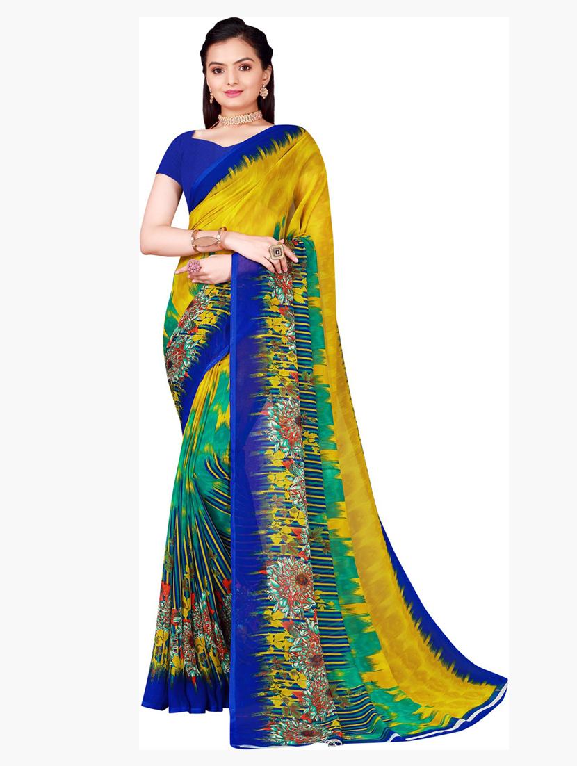 women's abstract multi colored saree with blouse