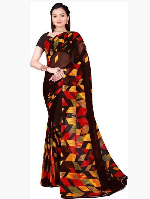 women's printed multi colored saree with blouse - 19282273 - Standard Image - 0