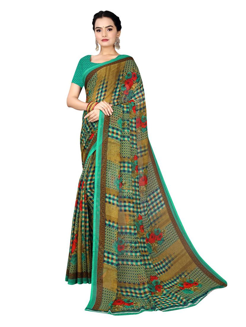 women's printed multi colored saree with blouse - 19282290 - Zoom Image - 0