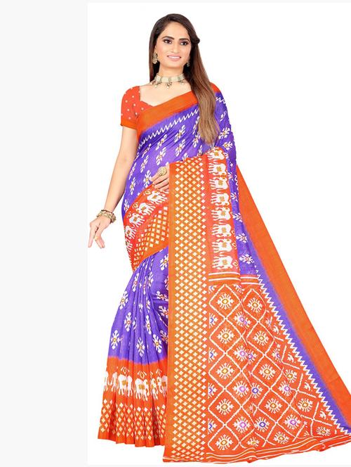 purple printed bollywood saree with blouse - 19283620 - Standard Image - 0
