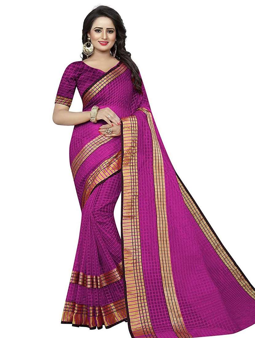 women's self design purple colored saree with blouse