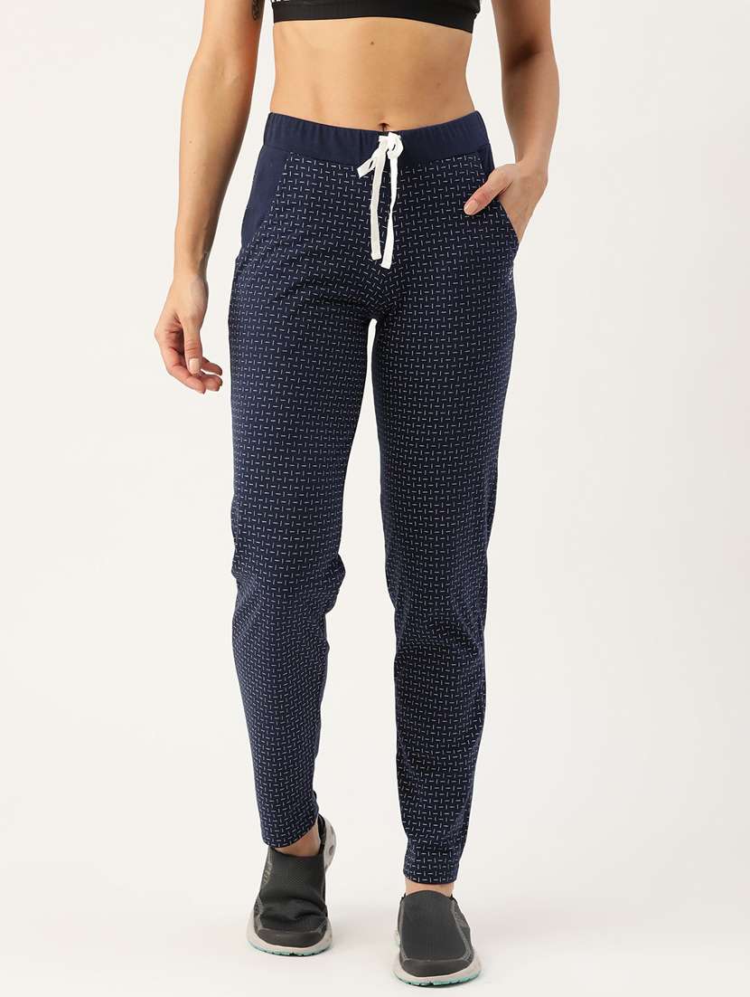 dark blue cotton blend track pants