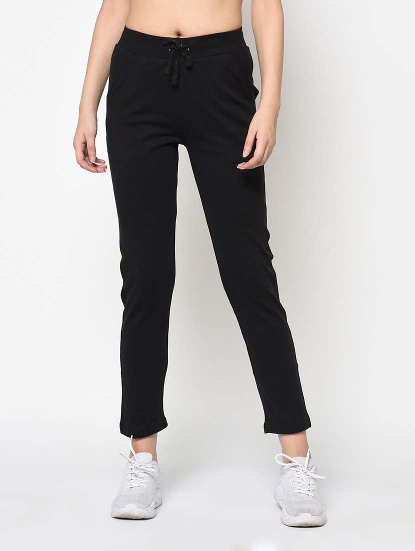 black cotton blend track pants