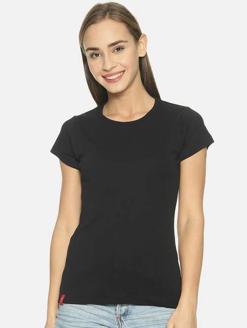 black cotton blend regular tshirt - 19285214 - Standard Image - 0