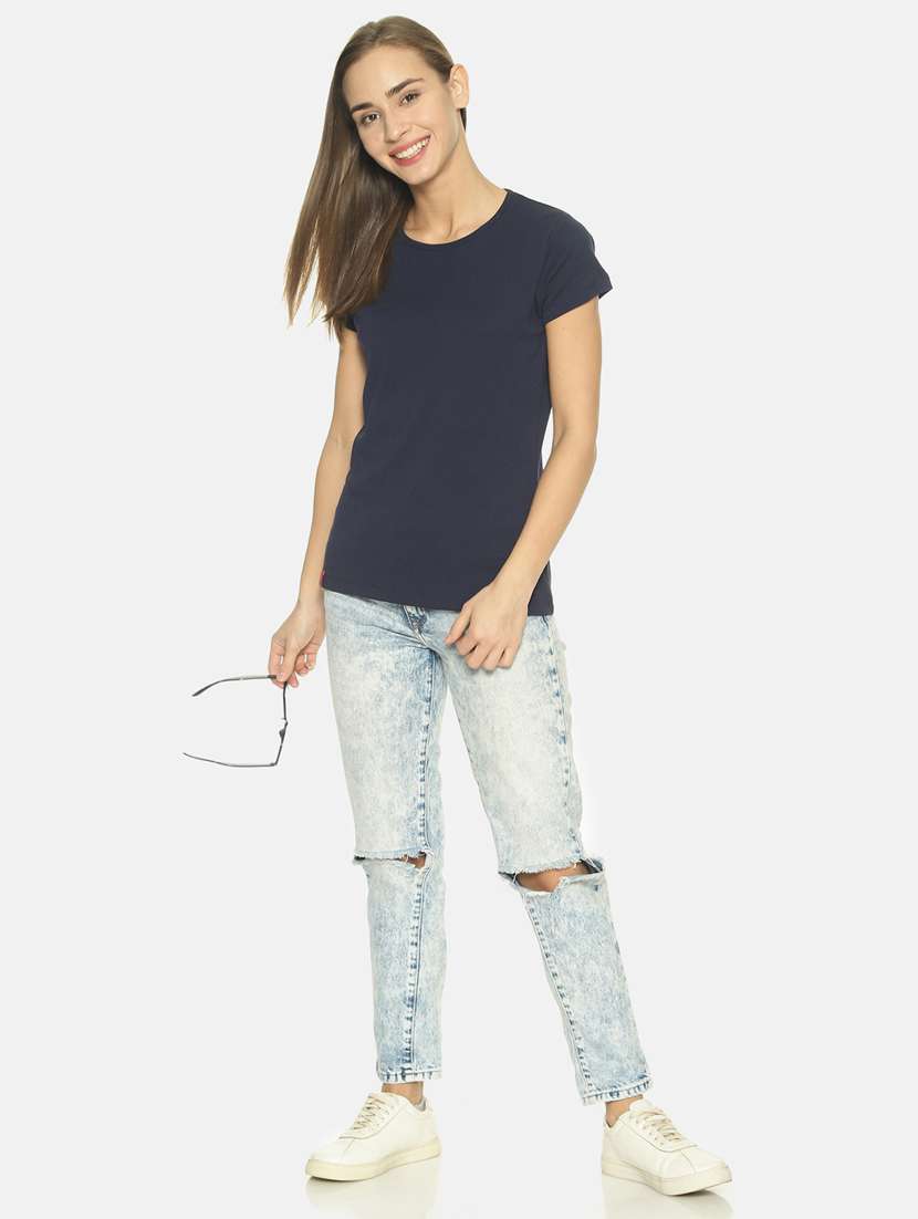 blue cotton blend regular tshirt - 19285220 -  Standard Image - 3