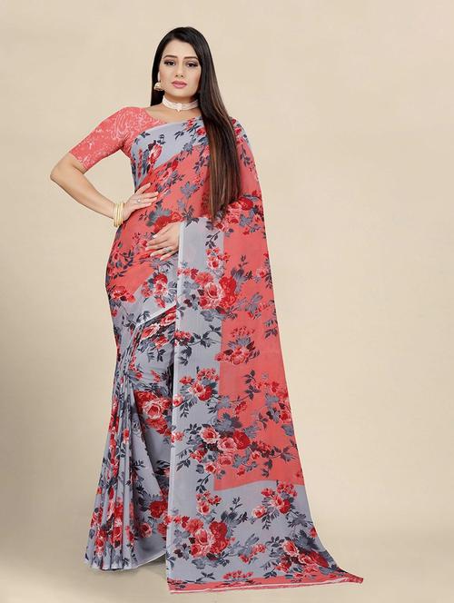 pink printed bollywood saree with blouse - 19285337 - Standard Image - 0
