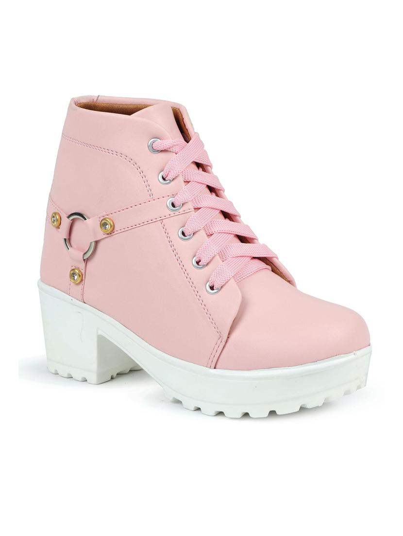 pink lace up boot - 19285446 -  Zoom Image - 0