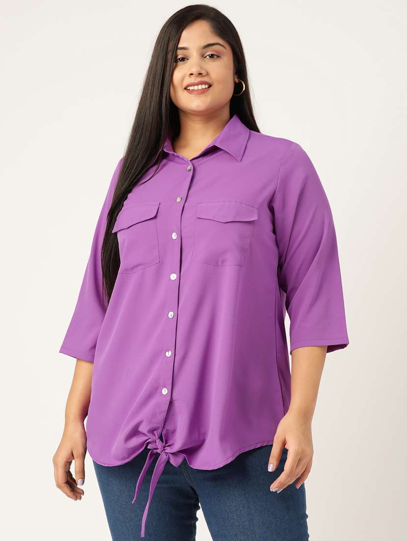 purple solid shirt - 19286148 - Zoom Image - 0