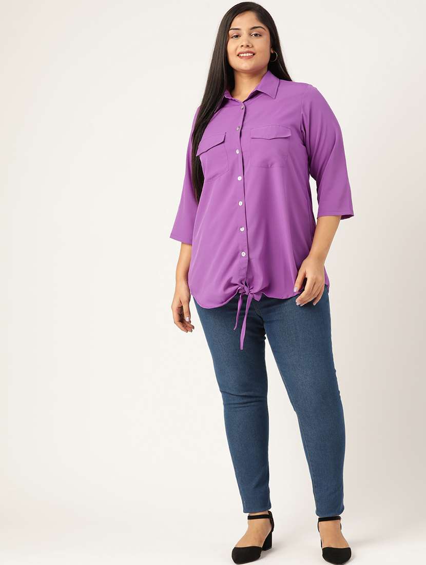 purple solid shirt - 19286148 - Standard Image - 3