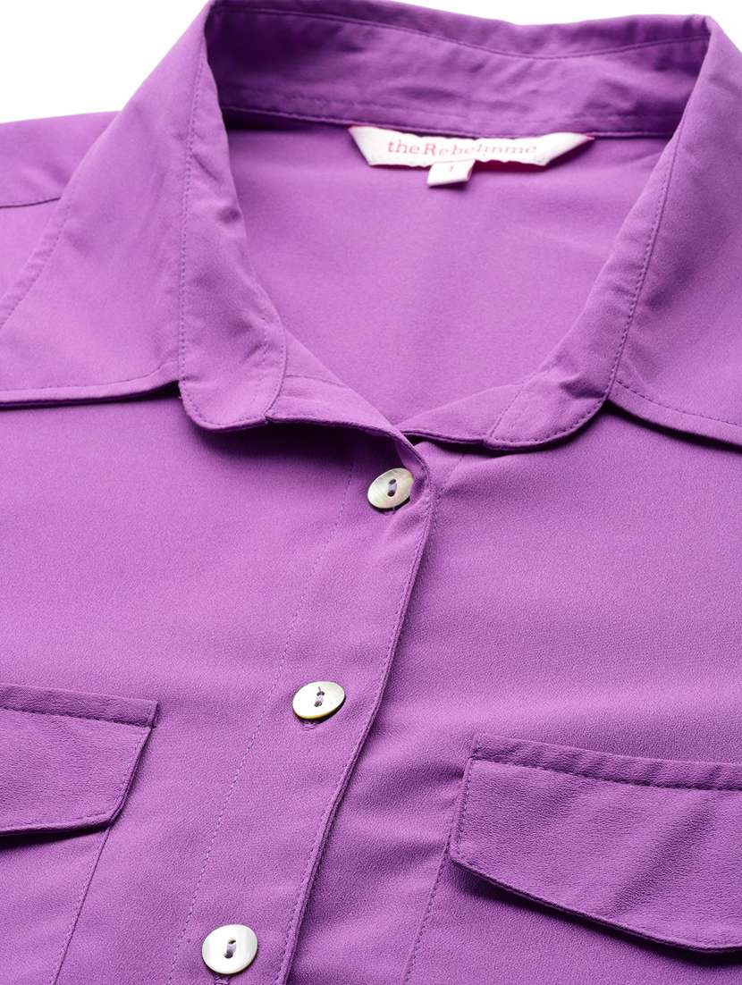 purple solid shirt - 19286148 - Standard Image - 5