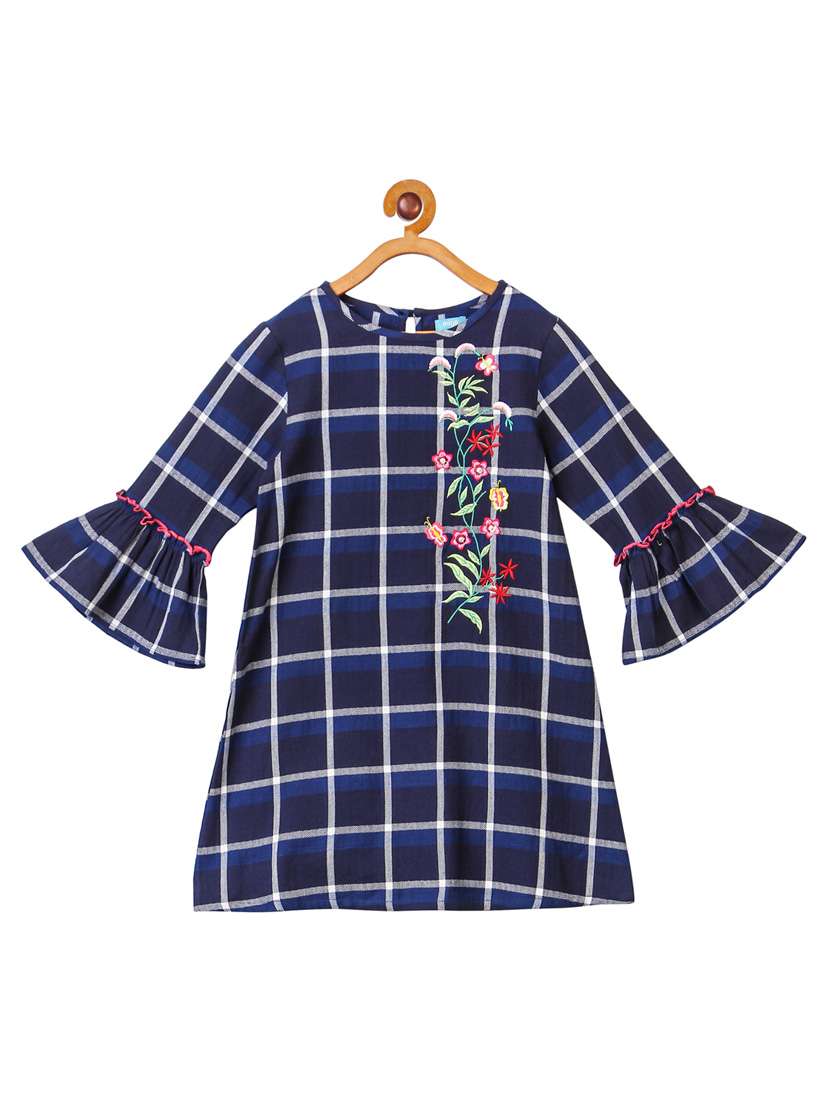 girls round neck bell sleeve frock