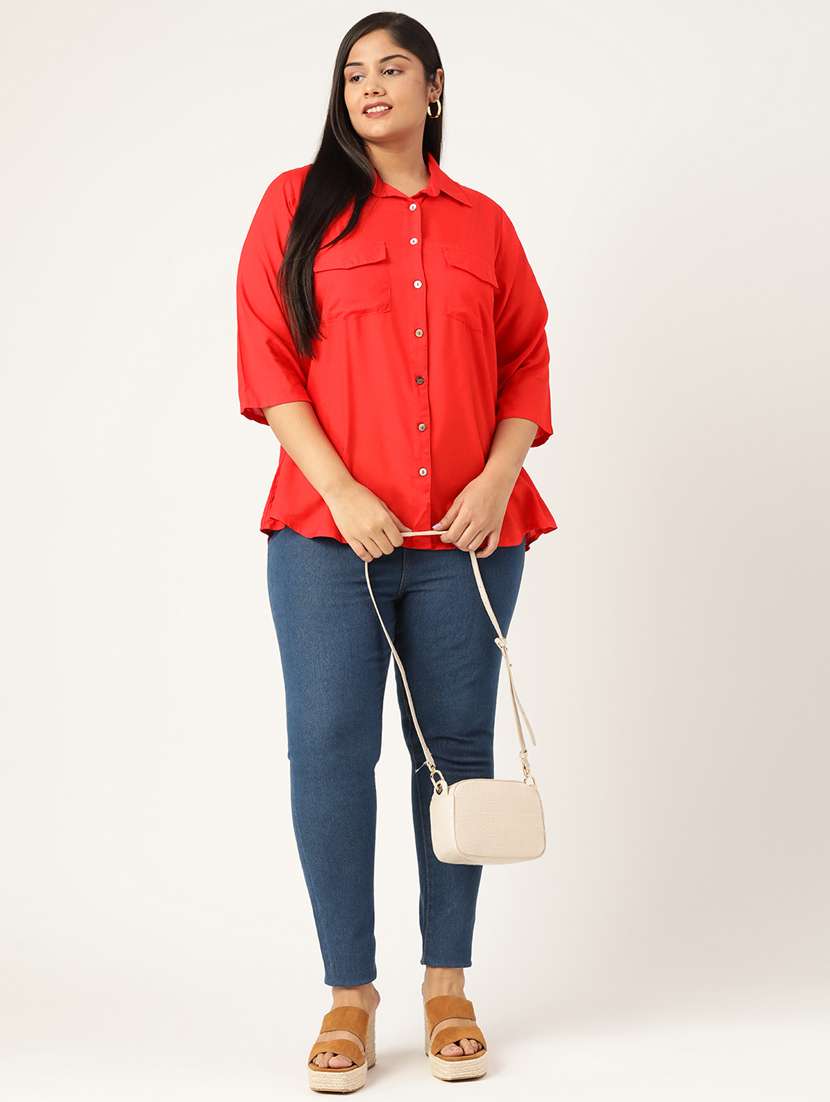 red solid shirt - 19286296 - Standard Image - 3
