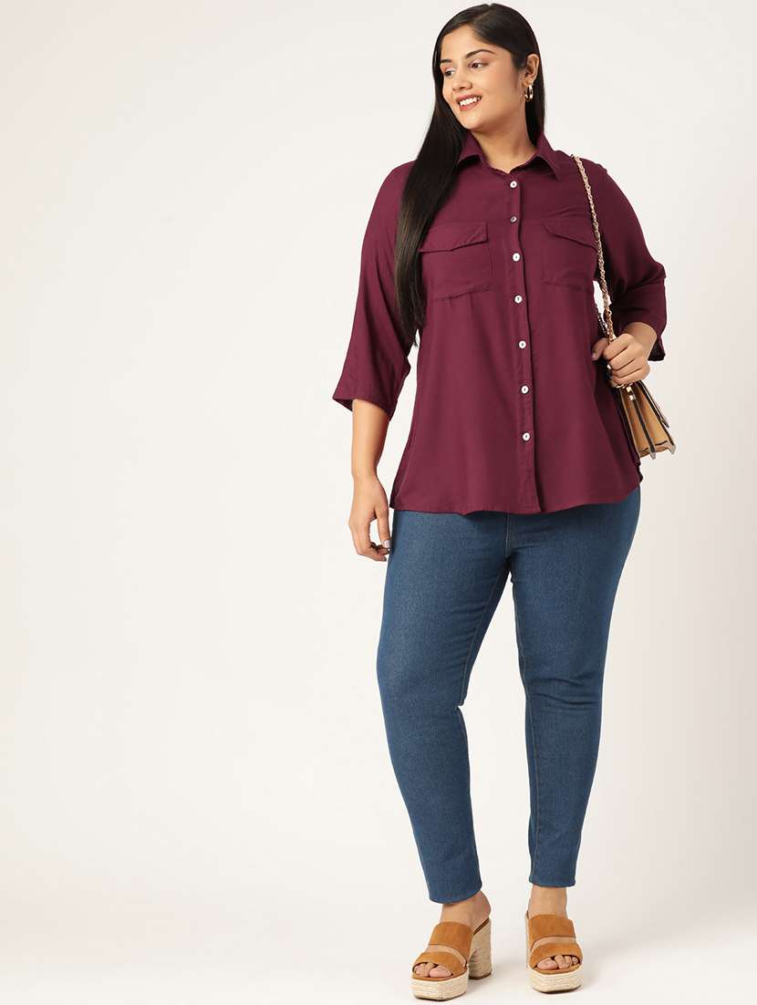 purple solid shirt - 19286300 - Standard Image - 3