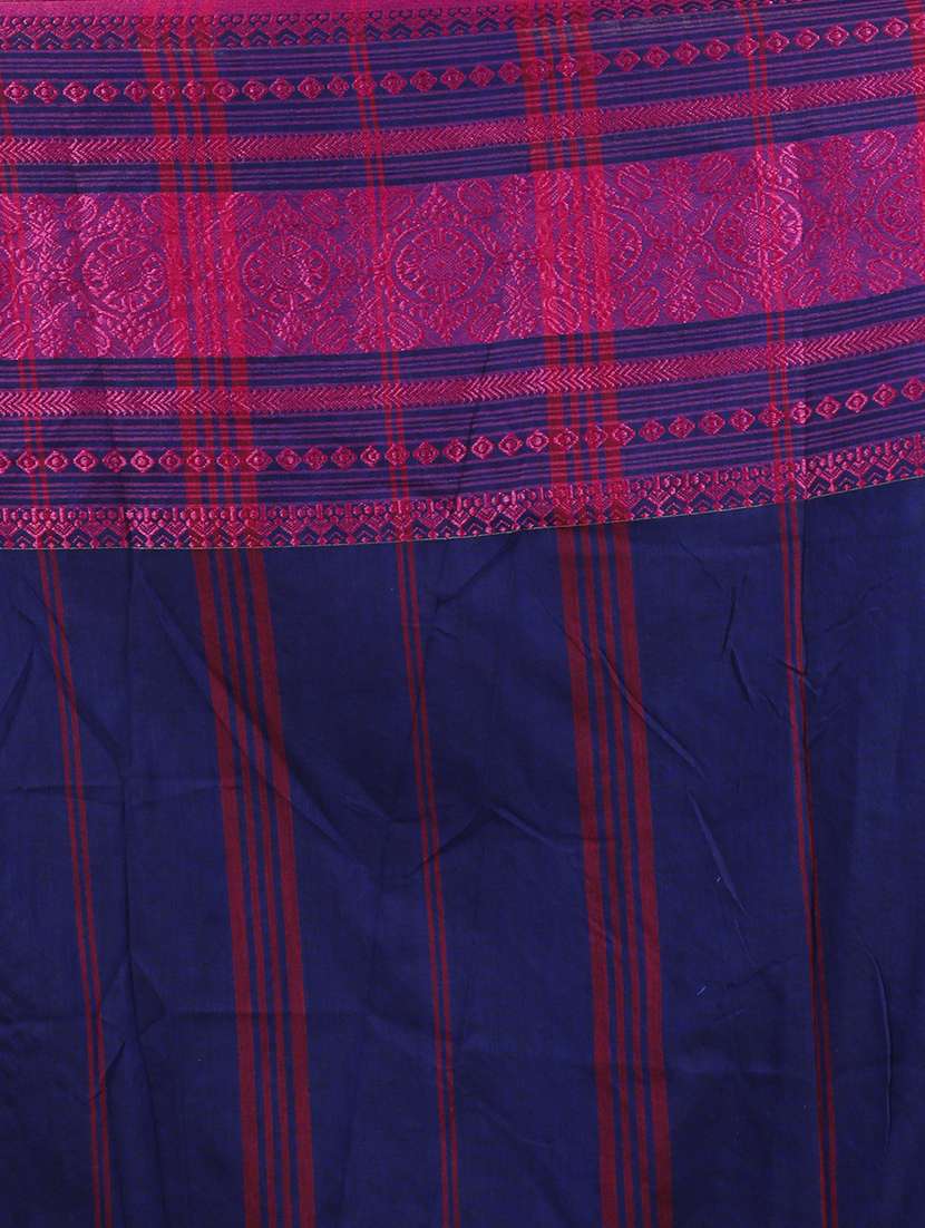 women's self design navy blue colored saree with blouse - 19287286 - Standard Image - 3
