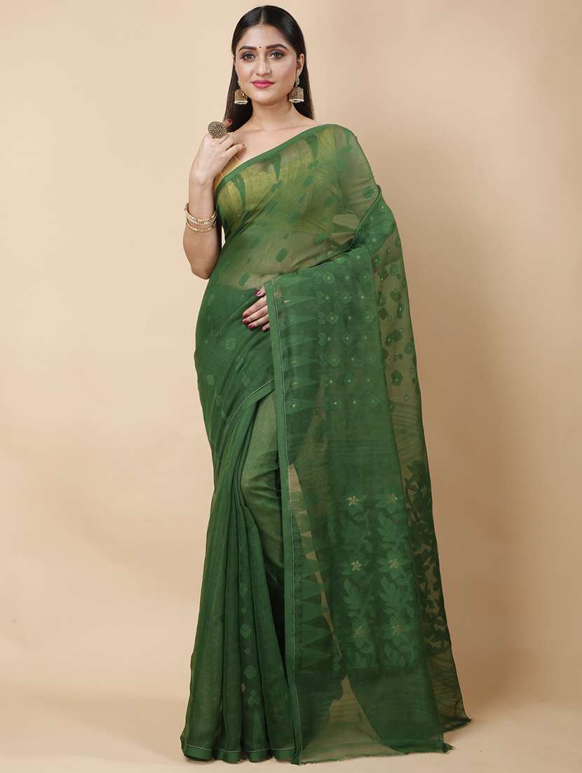 women's self design dark green colored saree - 19287304 - Zoom Image - 0