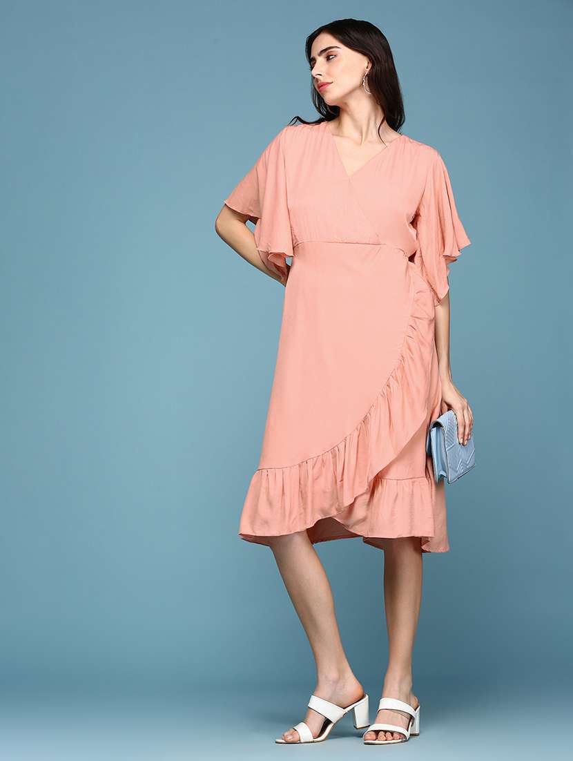 women's ruffle solid dress - 19294540 -  Standard Image - 3