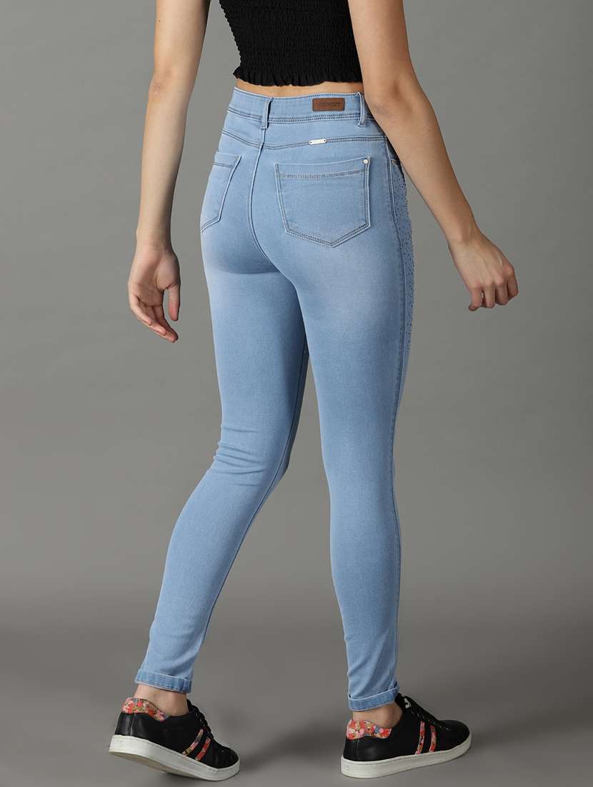 women's plain slim fit jeans - 19294745 - Standard Image - 3