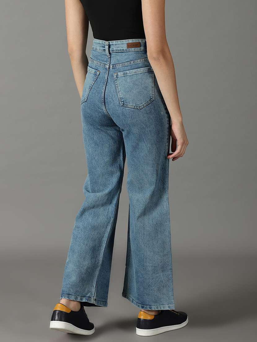 women's plain wide leg jeans - 19294774 -  Standard Image - 3