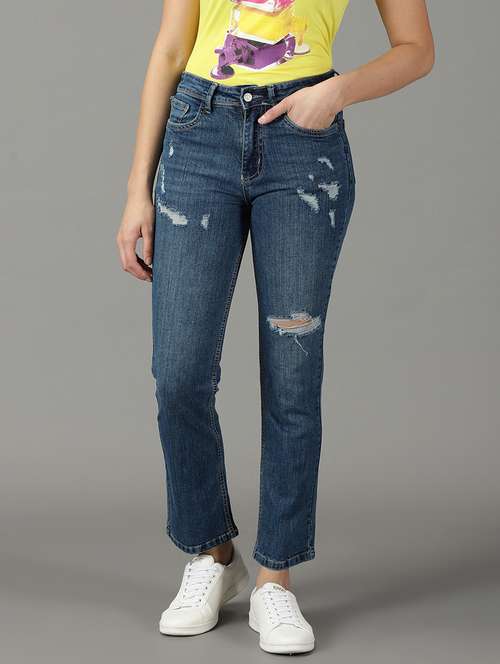 women's distress bootcut fit jeans - 19294793 - Standard Image - 0