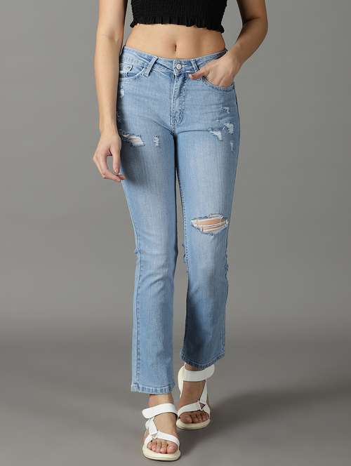 women's distress bootcut jeans - 19294794 - Standard Image - 0