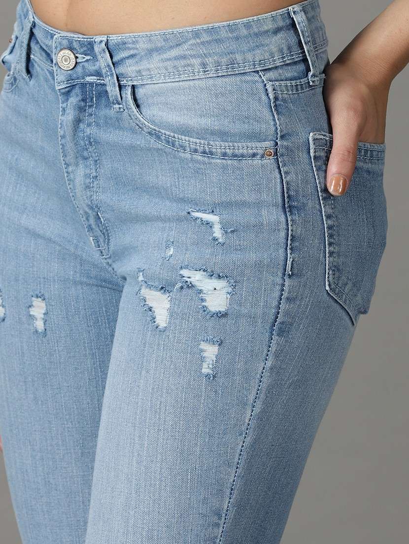 women's distress bootcut jeans - 19294794 - Standard Image - 5