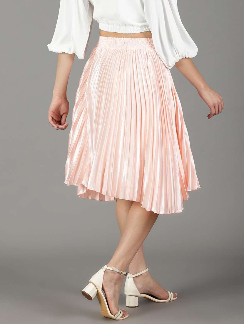 peach flared pleated skirt - 19294820 -  Standard Image - 3