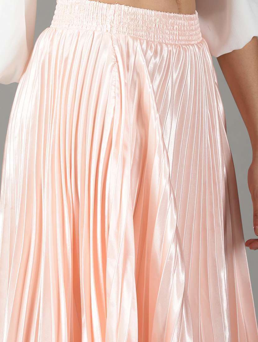 peach flared pleated skirt - 19294820 -  Standard Image - 5