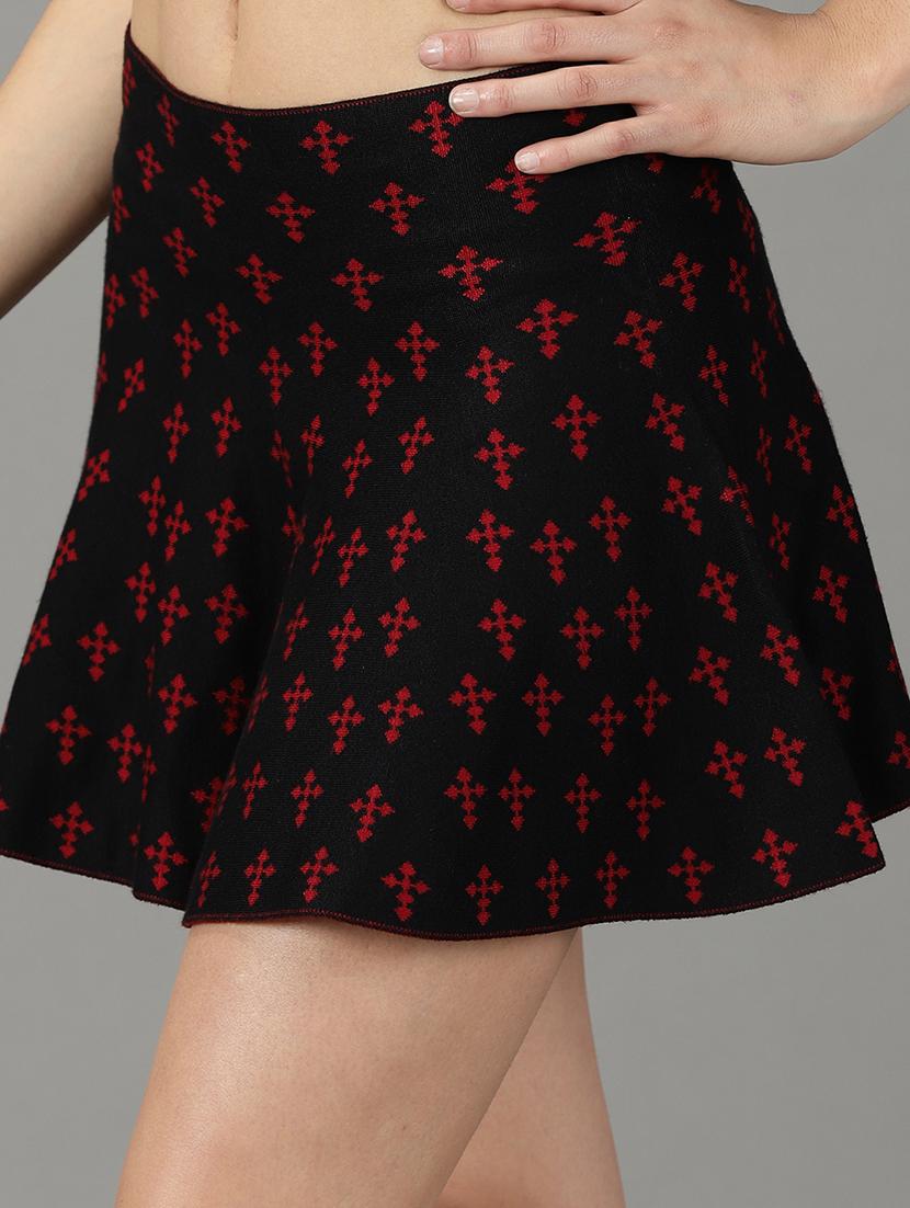 black printed flared skirt - 19294830 - Standard Image - 5