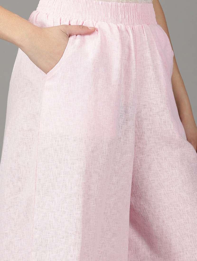 pink self design trouser - 19295297 -  Standard Image - 5