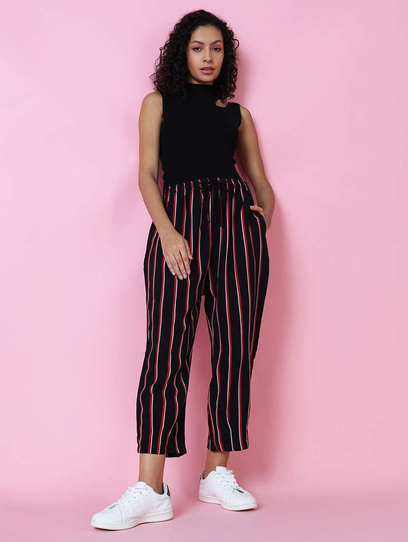 Black Printed Trouser - 19295312 -  Standard Image - 5