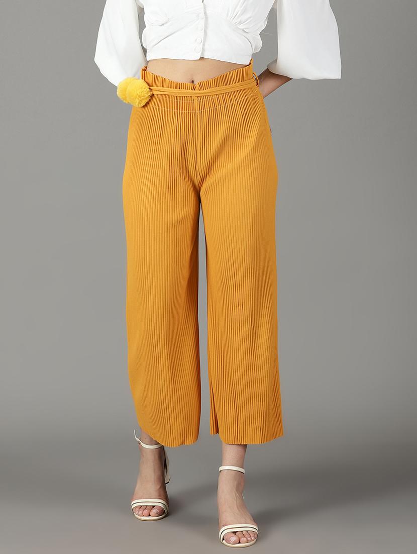 yellow solid trouser - 19295317 - Zoom Image - 0