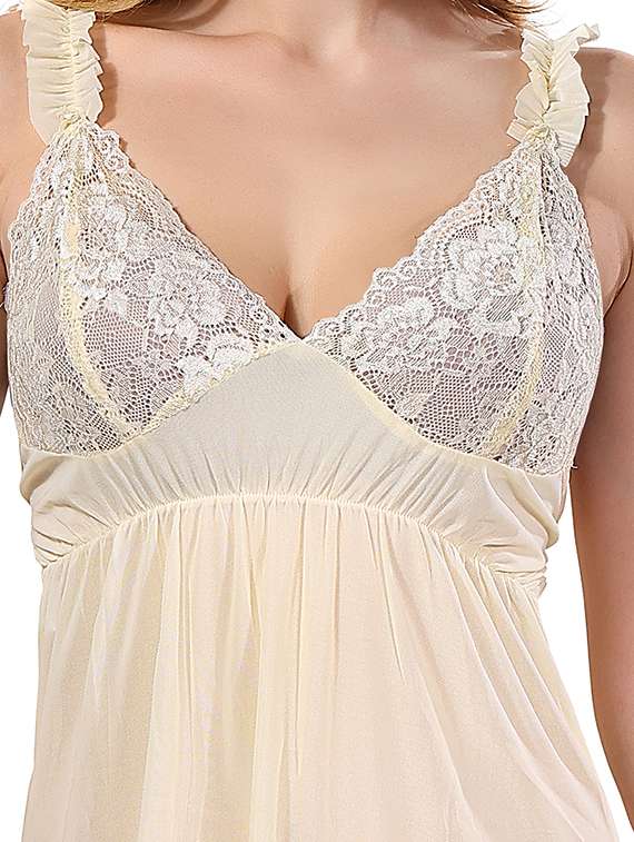 beige net babydoll nightdress - 19295358 -  Standard Image - 3