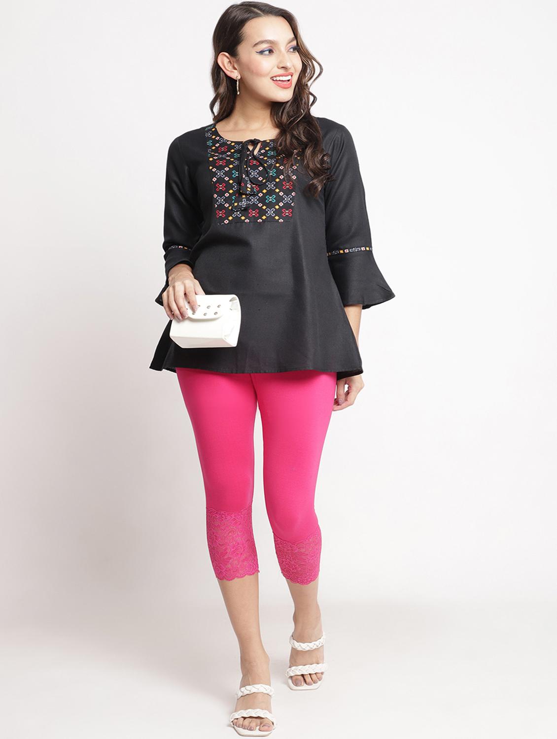 pink solid leggings capri - 19295516 - Standard Image - 3
