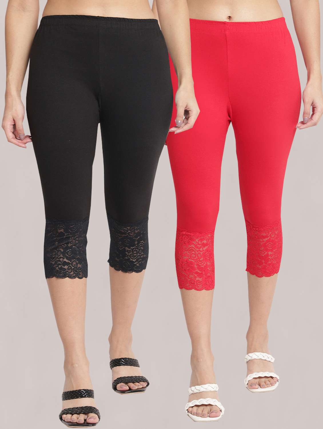 pack of 2 solid leggings capri