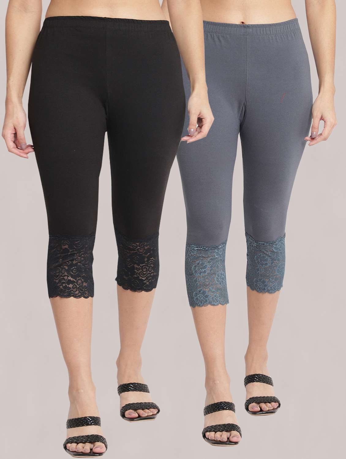 pack of 2 solid leggings capri - 19295524 - Zoom Image - 0