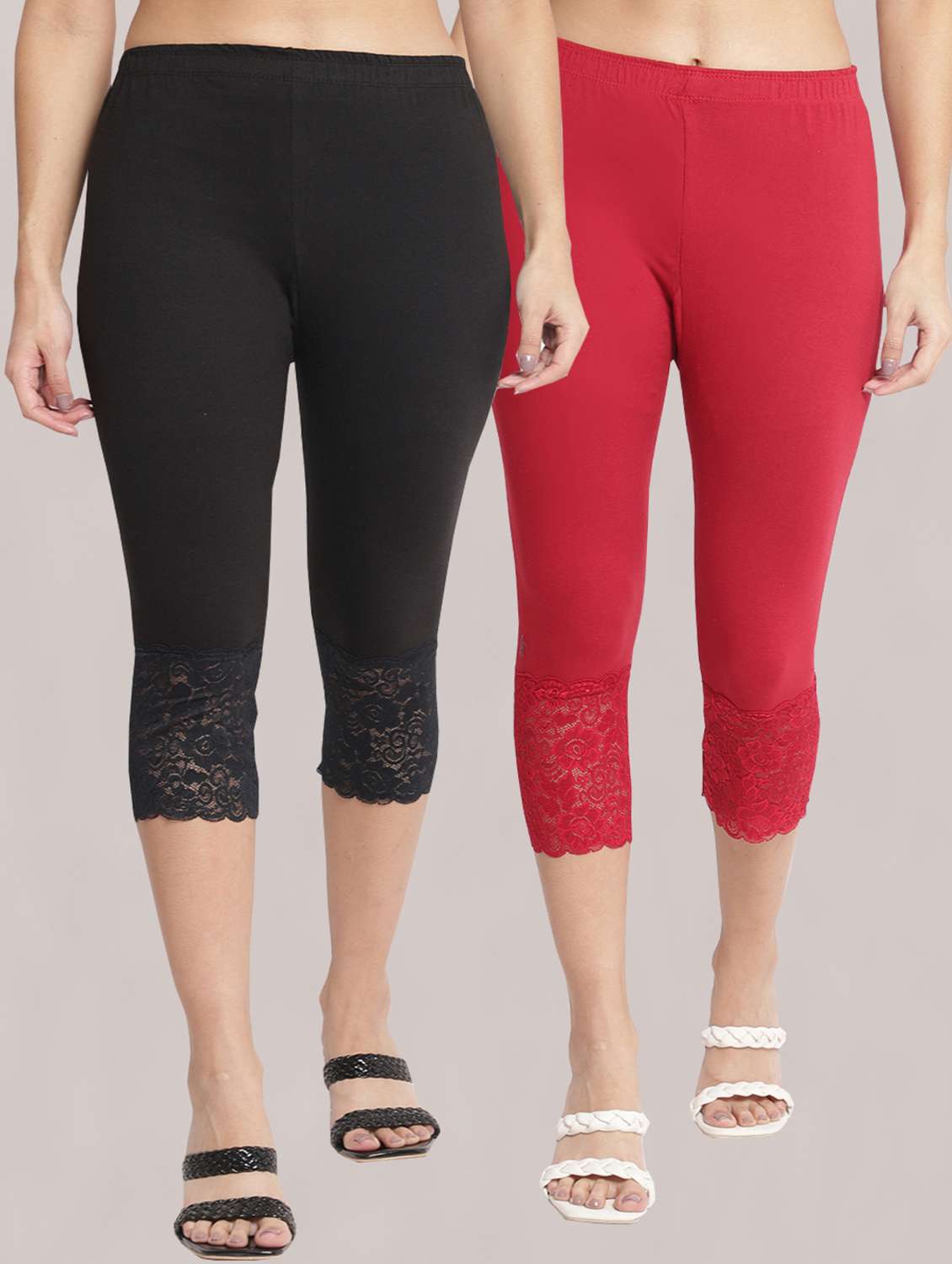 pack of 2 solid leggings capri - 19295527 - Zoom Image - 0