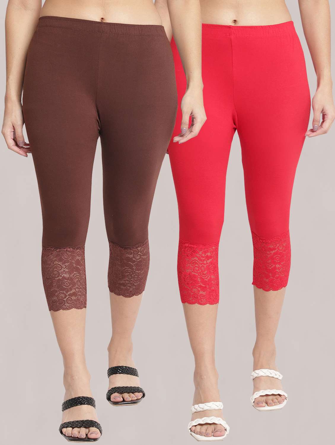 pack of 2 solid leggings capri - 19295544 -  Zoom Image - 0