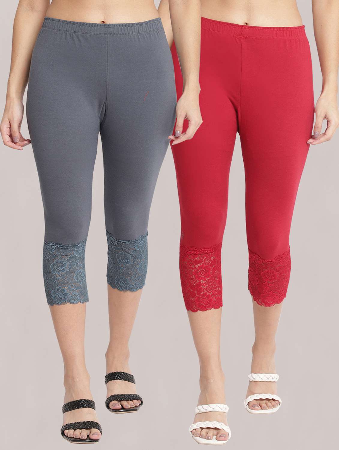 pack of 2 solid leggings capri - 19295548 - Zoom Image - 0