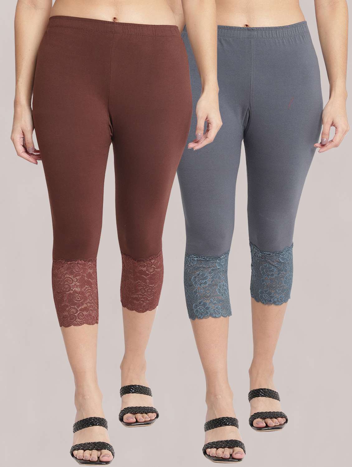 pack of 2 solid leggings capri