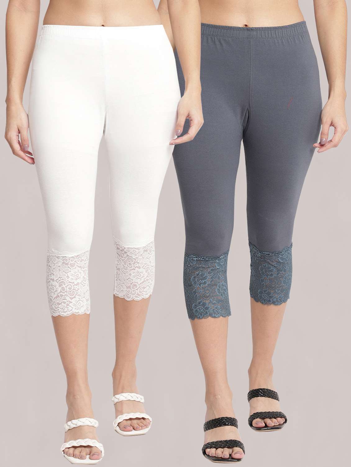 pack of 2 solid leggings capri - 19295551 -  Zoom Image - 0