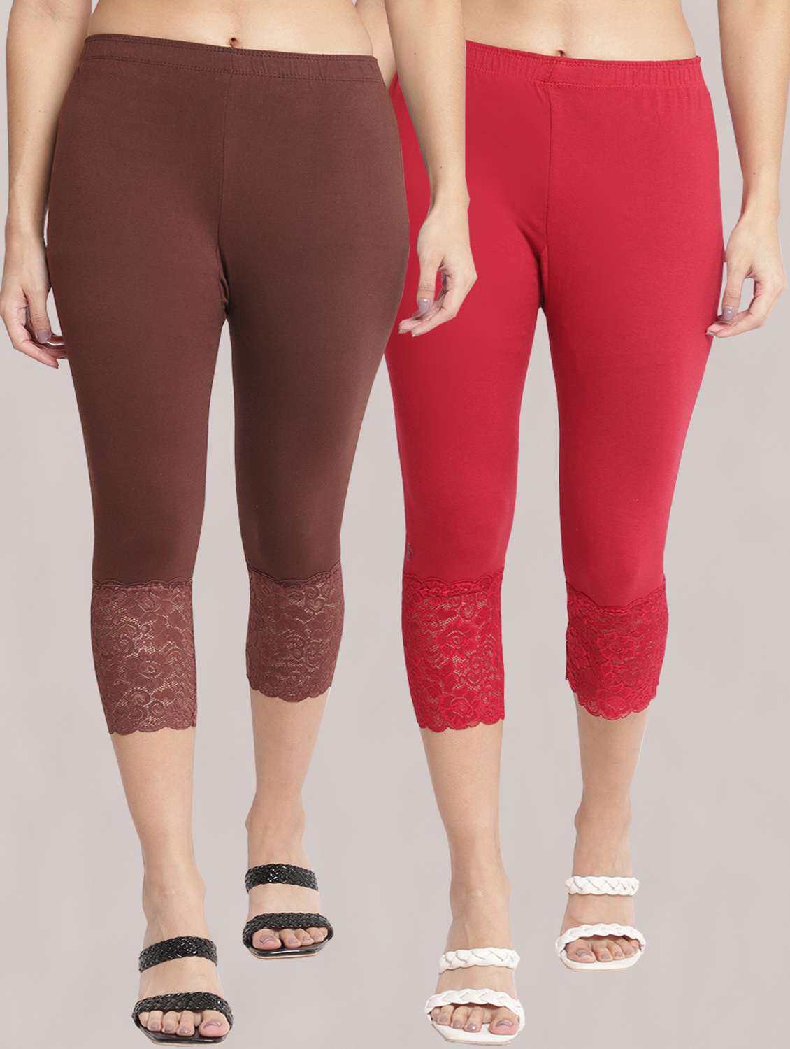 pack of 2 solid leggings capri
