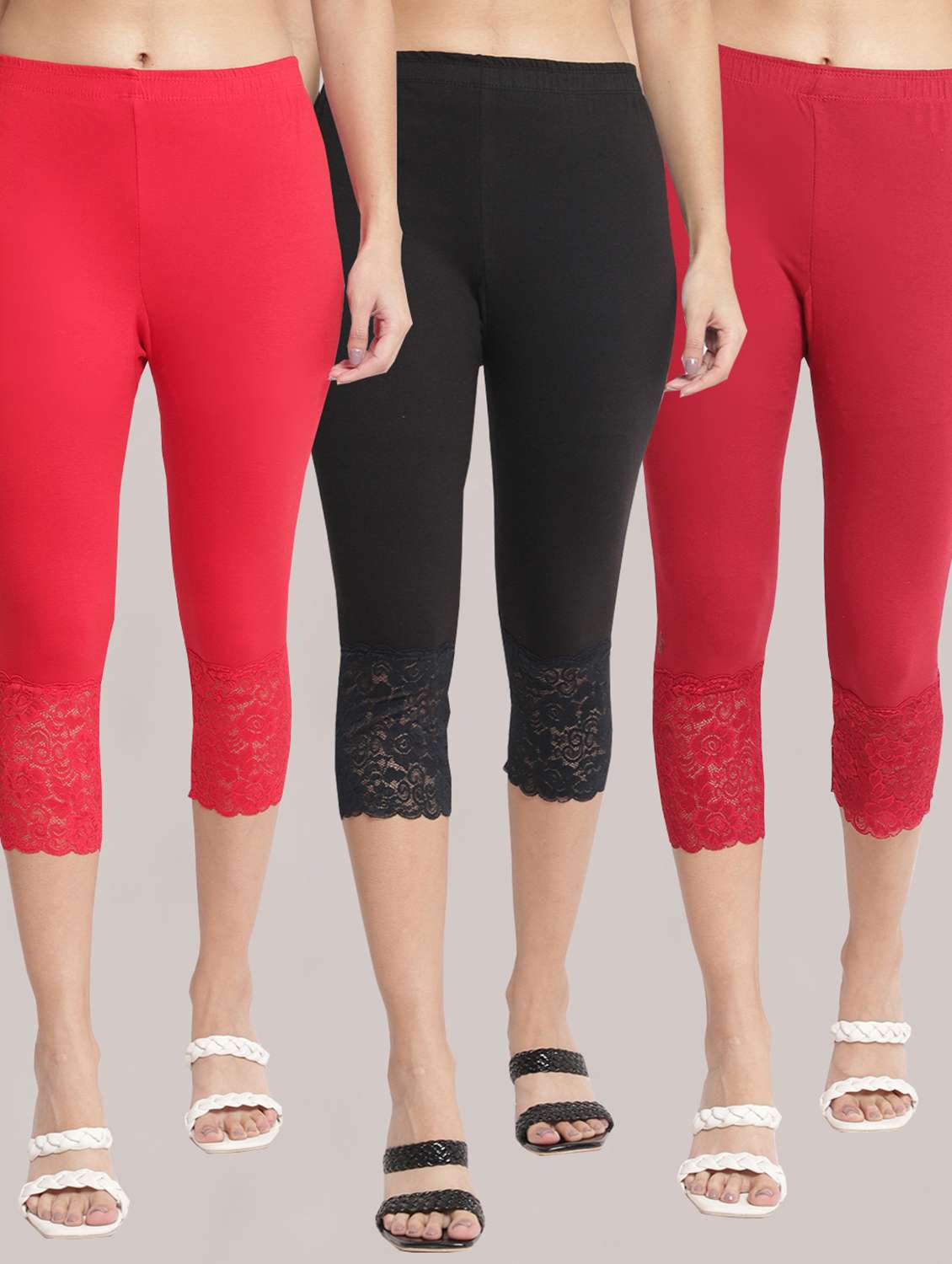 pack of 3 solid leggings capri