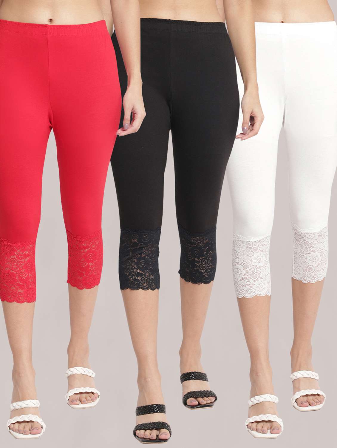 pack of 3 solid leggings capri - 19295581 - Zoom Image - 0