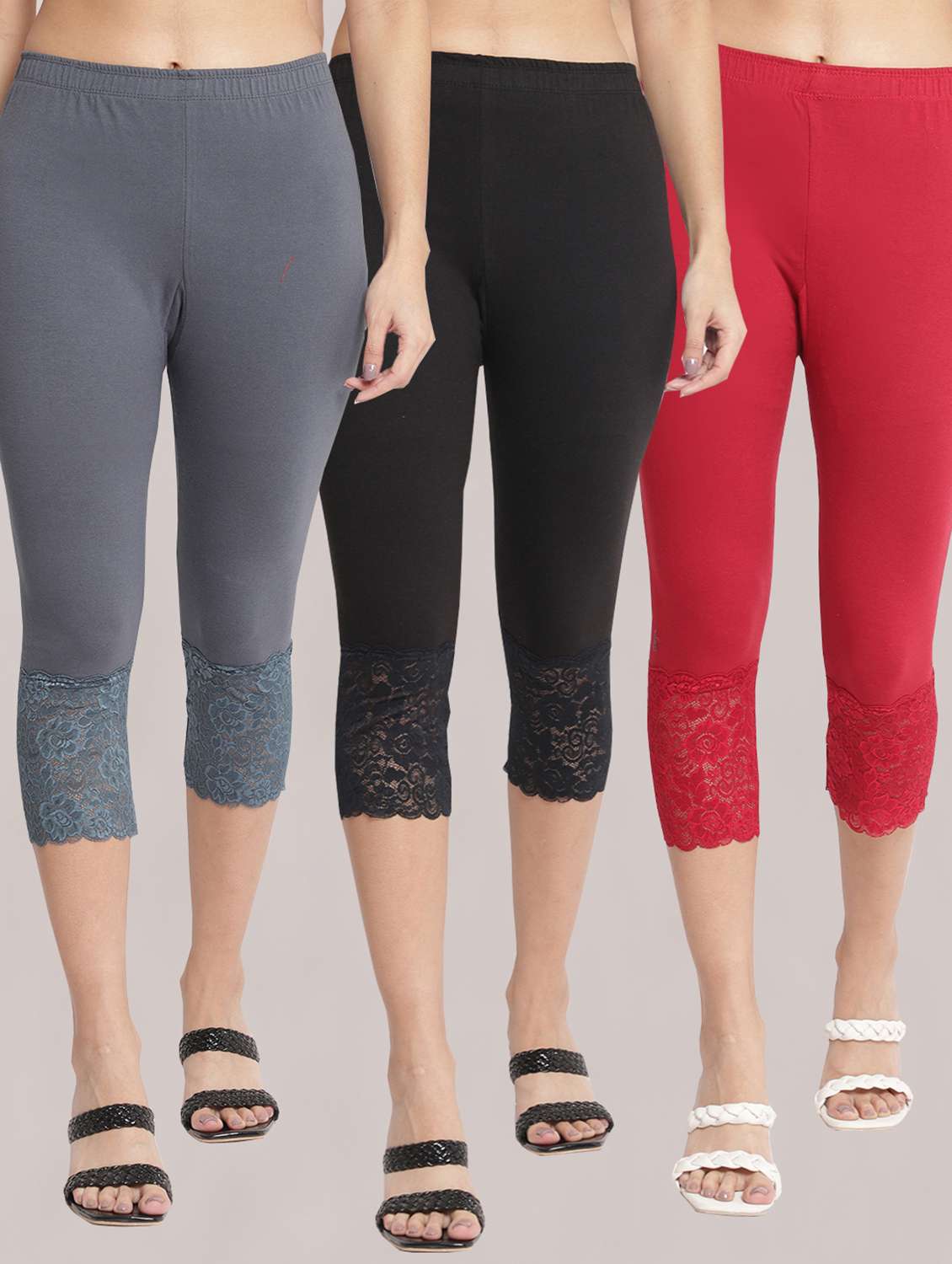 pack of 3 solid leggings capri - 19295584 - Zoom Image - 0