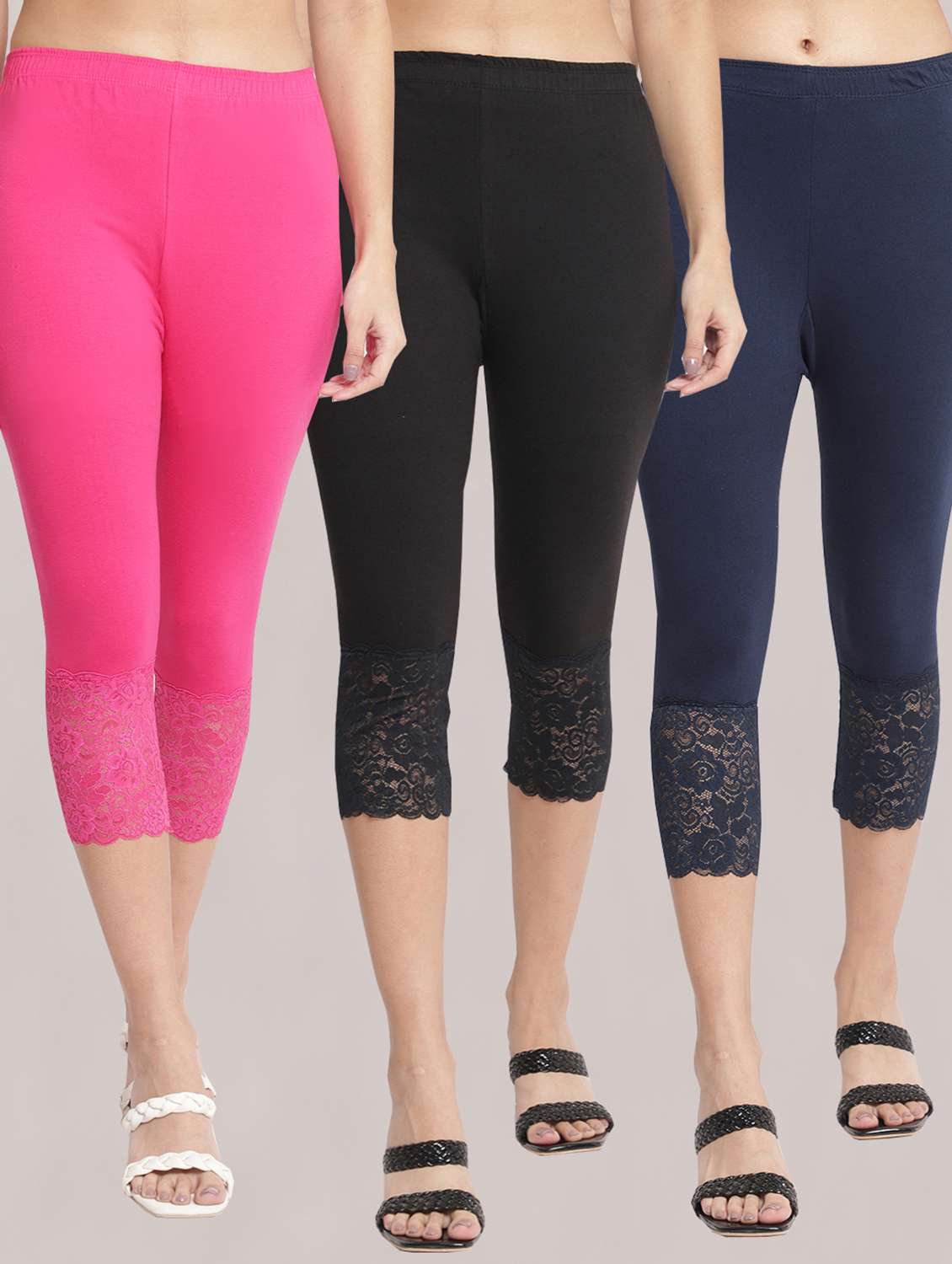 pack of 3 solid leggings capri - 19295590 - Zoom Image - 0