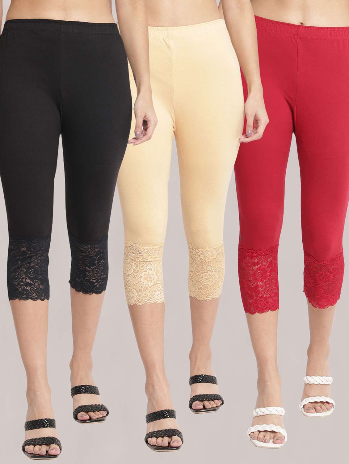 pack of 3 solid leggings capri - 19295593 -  Zoom Image - 0